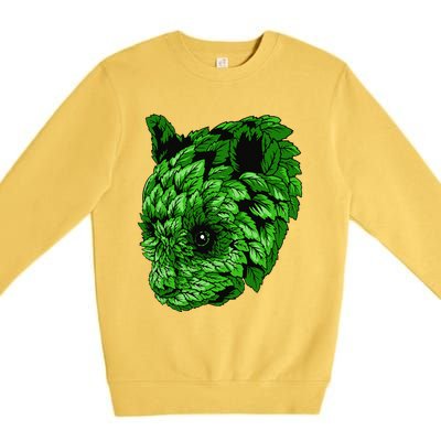 Earth Day Green Panda Foliage Women Premium Crewneck Sweatshirt