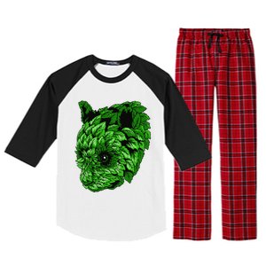 Earth Day Green Panda Foliage Women Raglan Sleeve Pajama Set