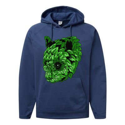 Earth Day Green Panda Foliage Women Performance Fleece Hoodie