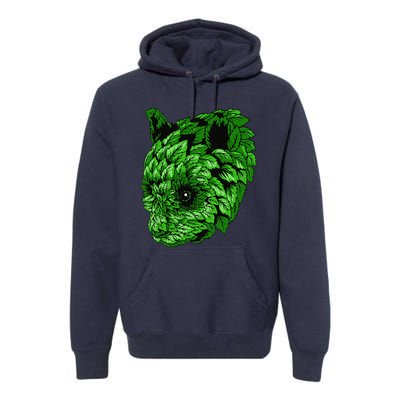 Earth Day Green Panda Foliage Women Premium Hoodie