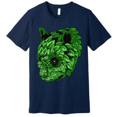 Earth Day Green Panda Foliage Women Premium T-Shirt