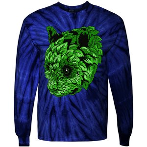 Earth Day Green Panda Foliage Women Tie-Dye Long Sleeve Shirt