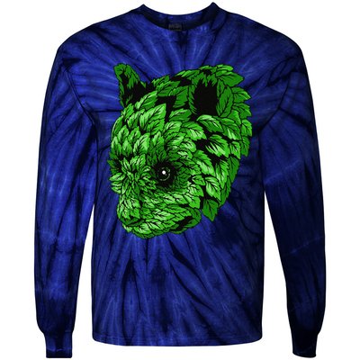 Earth Day Green Panda Foliage Women Tie-Dye Long Sleeve Shirt