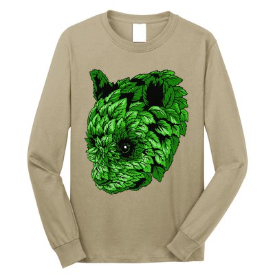 Earth Day Green Panda Foliage Women Long Sleeve Shirt