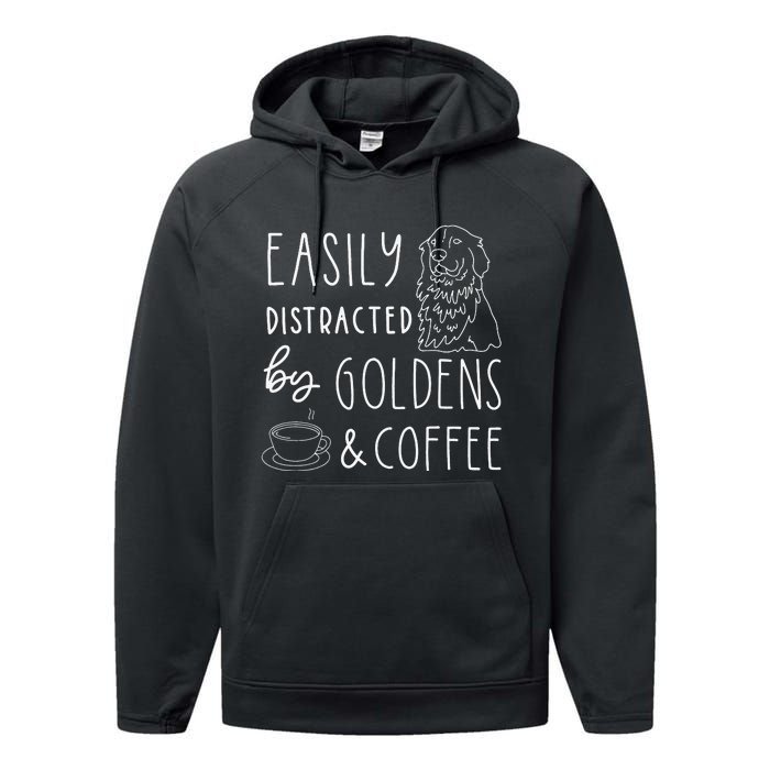 Easily Distracted Golden Retrievers & Coffee Dog Performance Fleece Hoodie