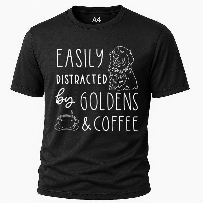 Easily Distracted Golden Retrievers & Coffee Dog Cooling Performance Crew T-Shirt