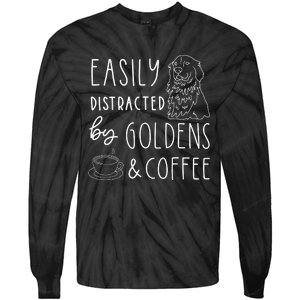 Easily Distracted Golden Retrievers & Coffee Dog Tie-Dye Long Sleeve Shirt