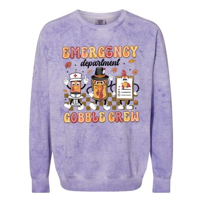 Emergency Department Gobble Crew Thanksgiving Nurse Colorblast Crewneck Sweatshirt