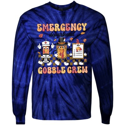 Emergency Department Gobble Crew Thanksgiving Nurse Tie-Dye Long Sleeve Shirt