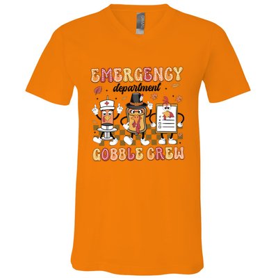 Emergency Department Gobble Crew Thanksgiving Nurse V-Neck T-Shirt