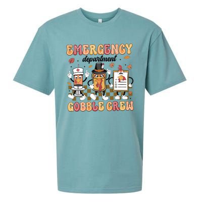 Emergency Department Gobble Crew Thanksgiving Nurse Sueded Cloud Jersey T-Shirt