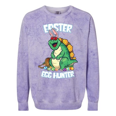 Easter Dinosaur Gift Egg Hunter Bunny Ears Stegosaurus Cute Gift Colorblast Crewneck Sweatshirt