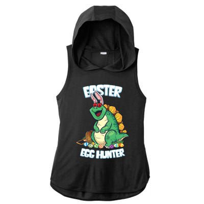 Easter Dinosaur Gift Egg Hunter Bunny Ears Stegosaurus Cute Gift Ladies PosiCharge Tri-Blend Wicking Draft Hoodie Tank