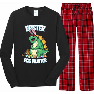 Easter Dinosaur Gift Egg Hunter Bunny Ears Stegosaurus Cute Gift Long Sleeve Pajama Set