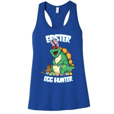 Easter Dinosaur Gift Egg Hunter Bunny Ears Stegosaurus Cute Gift Women's Racerback Tank