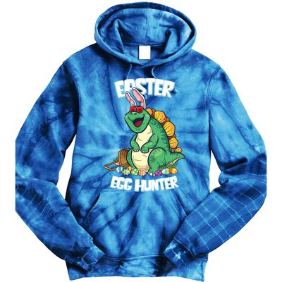 Easter Dinosaur Gift Egg Hunter Bunny Ears Stegosaurus Cute Gift Tie Dye Hoodie