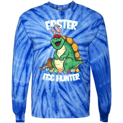 Easter Dinosaur Gift Egg Hunter Bunny Ears Stegosaurus Cute Gift Tie-Dye Long Sleeve Shirt