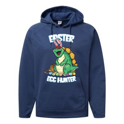 Easter Dinosaur Gift Egg Hunter Bunny Ears Stegosaurus Cute Gift Performance Fleece Hoodie