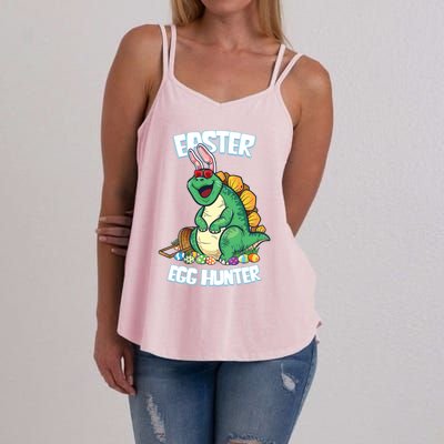 Easter Dinosaur Gift Egg Hunter Bunny Ears Stegosaurus Cute Gift Women's Strappy Tank