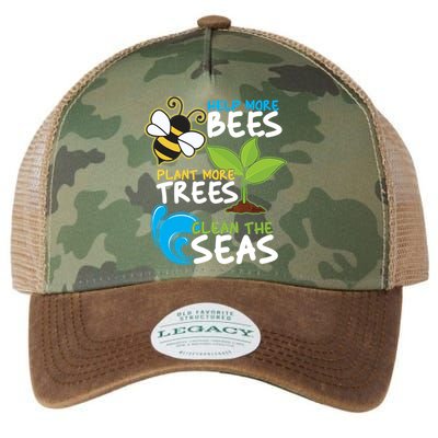 Earth Day Help More Bee Plant More Trees Clean The Seas Legacy Tie Dye Trucker Hat