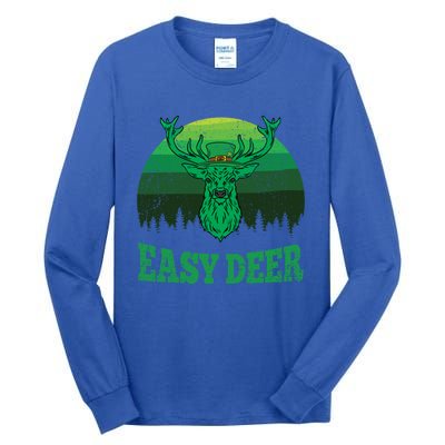 Easy Deer Hunting St Patricks Day Retro Irish Hunter Gift Tall Long Sleeve T-Shirt