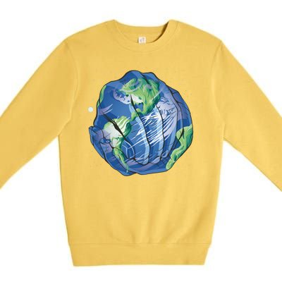 Earth Day Hands Premium Crewneck Sweatshirt