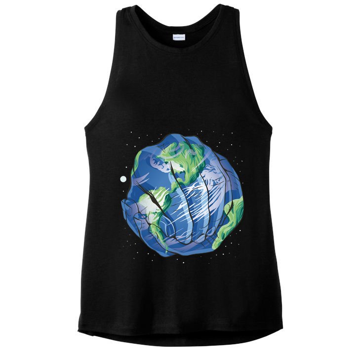 Earth Day Hands Ladies PosiCharge Tri-Blend Wicking Tank