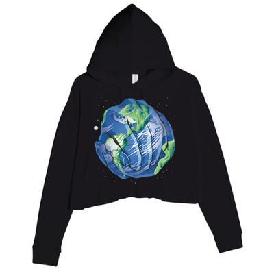 Earth Day Hands Crop Fleece Hoodie