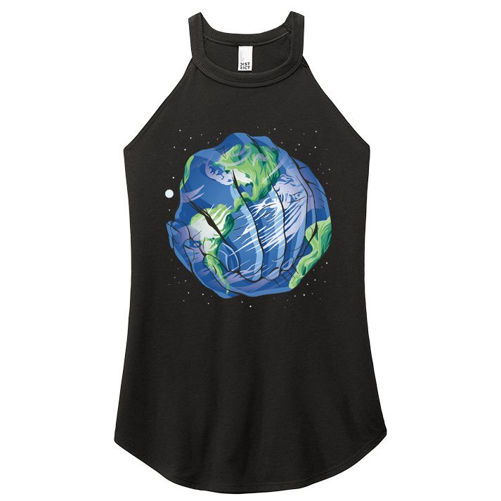 Earth Day Hands Women's Perfect Tri Rocker Tank