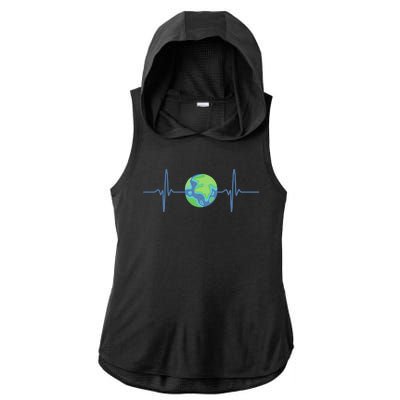 Earth Day Heartbeat Ladies PosiCharge Tri-Blend Wicking Draft Hoodie Tank