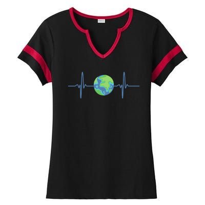 Earth Day Heartbeat Ladies Halftime Notch Neck Tee