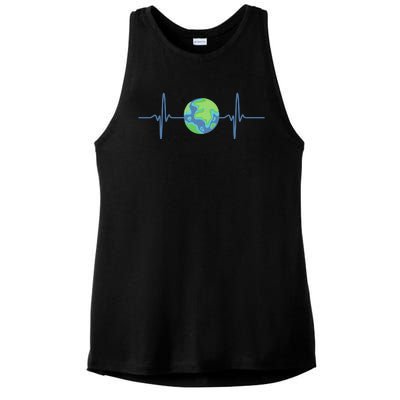 Earth Day Heartbeat Ladies PosiCharge Tri-Blend Wicking Tank