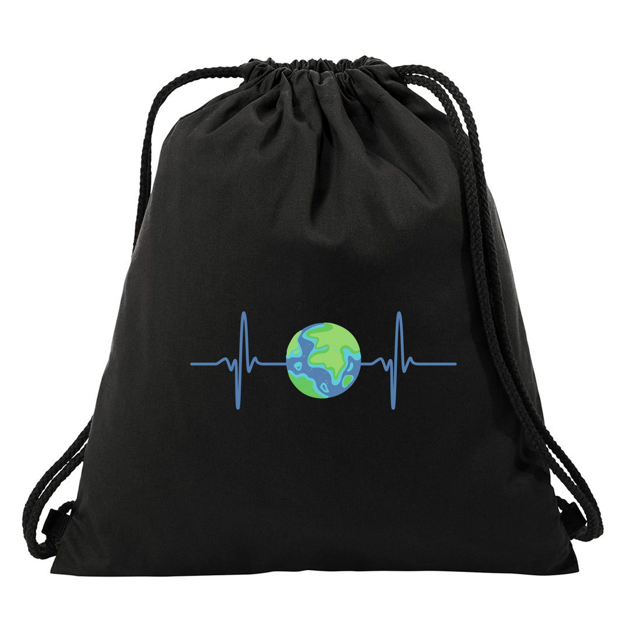 Earth Day Heartbeat Drawstring Bag