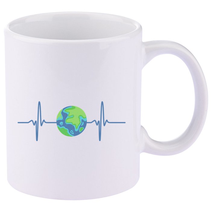 Earth Day Heartbeat 11oz C Handle Ceramic Mug