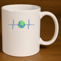 Earth Day Heartbeat 11oz C Handle Ceramic Mug