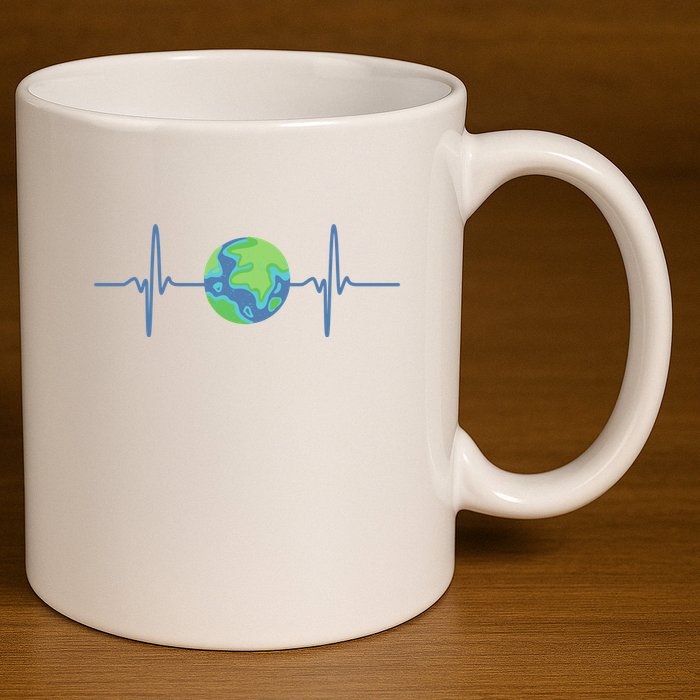 Earth Day Heartbeat 11oz C Handle Ceramic Mug