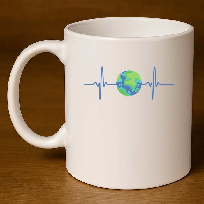 Earth Day Heartbeat 11oz C Handle Ceramic Mug