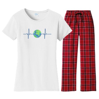 Earth Day Heartbeat Women's Flannel Pajama Set