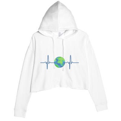 Earth Day Heartbeat Crop Fleece Hoodie