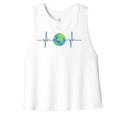 Earth Day Heartbeat Women's Racerback Cropped Tank