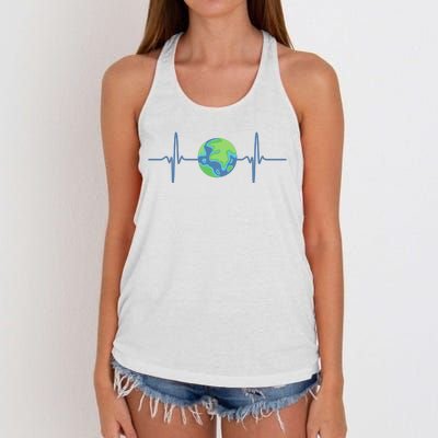 Earth Day Heartbeat Women's Knotted Racerback Tank