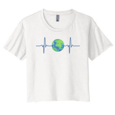 Earth Day Heartbeat Women's Crop Top Tee