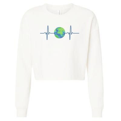 Earth Day Heartbeat Cropped Pullover Crew