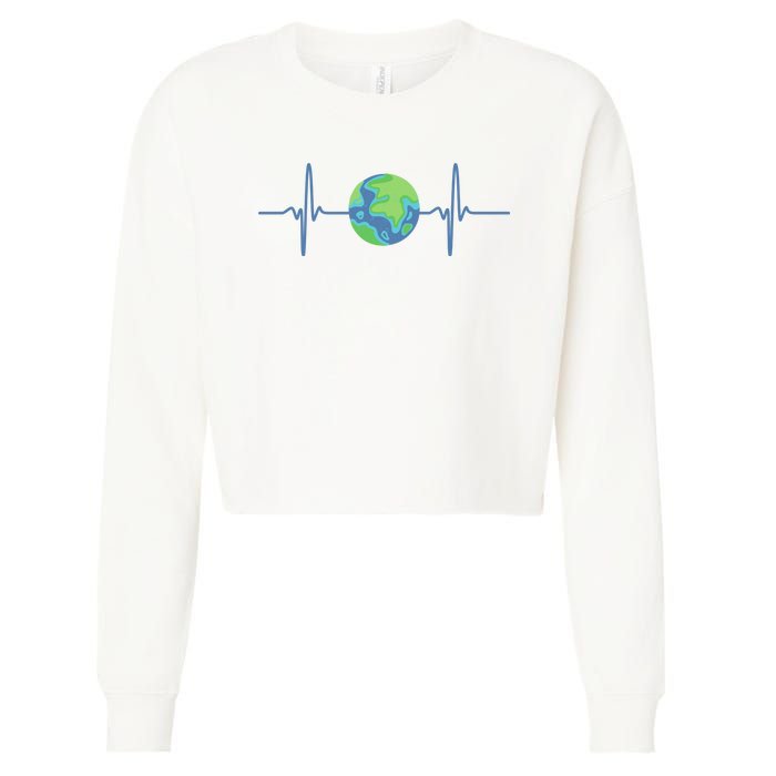 Earth Day Heartbeat Cropped Pullover Crew