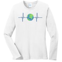 Earth Day Heartbeat Ladies Long Sleeve Shirt