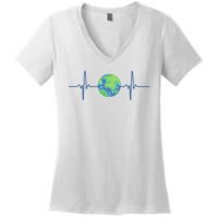 Earth Day Heartbeat Women's V-Neck T-Shirt