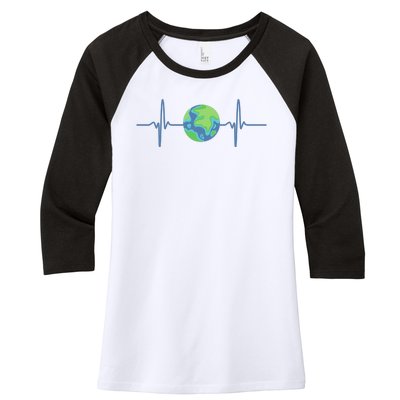 Earth Day Heartbeat Women's Tri-Blend 3/4-Sleeve Raglan Shirt