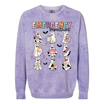 Emergency Department Halloween Nurse Health Care Colorblast Crewneck Sweatshirt