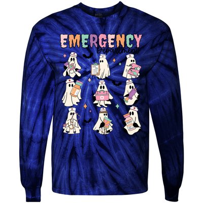 Emergency Department Halloween Nurse Health Care Tie-Dye Long Sleeve Shirt