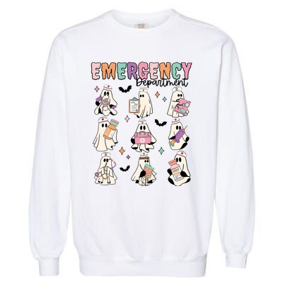 Emergency Department Halloween Nurse Health Care Garment-Dyed Sweatshirt